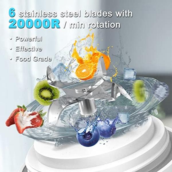 DENOKIN Portable Blender 20oz Vessel, Cordless Personal Size Blender for Shakes and Smoothies with 6 Blade, Small Blender for Kitchen, Home, Travel