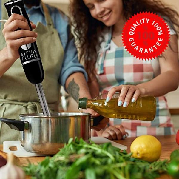 BELLA Immersion Hand Blender, Portable Mixer with Whisk Attachment - Electric Handheld Juicer, Shakes, Baby Food and Smoothie Maker, Stainless Steel, Black