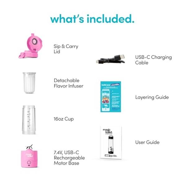 magic bullet Portable Blender MBPB50100FP Flamingo Pink