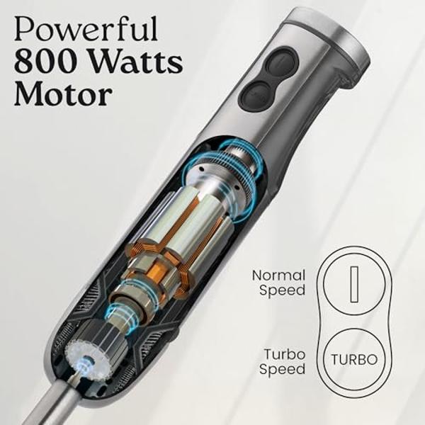 Braun MultiQuick 7 3-in-1 Immersion Hand Blender with Variable Speed and Patented Technology - Includes 2-cup Chopper, Whisk + Beaker for Fast Blending, Stainless Steel, MQ7035X