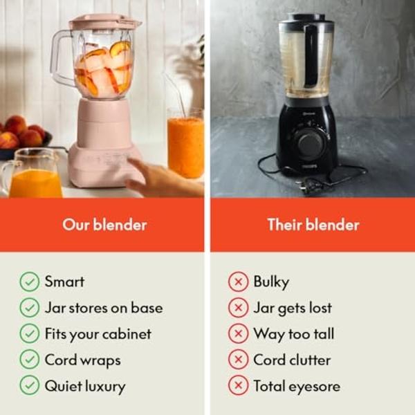 bella 10 Speed Countertop Blender, Juicer & Smoothie Maker, Fits-anywhere™ Kitchenware, Slim Flip & Store Design, Dishwasher Safe 48oz Capacity Pitcher & Lid, Stainless Steel Blade