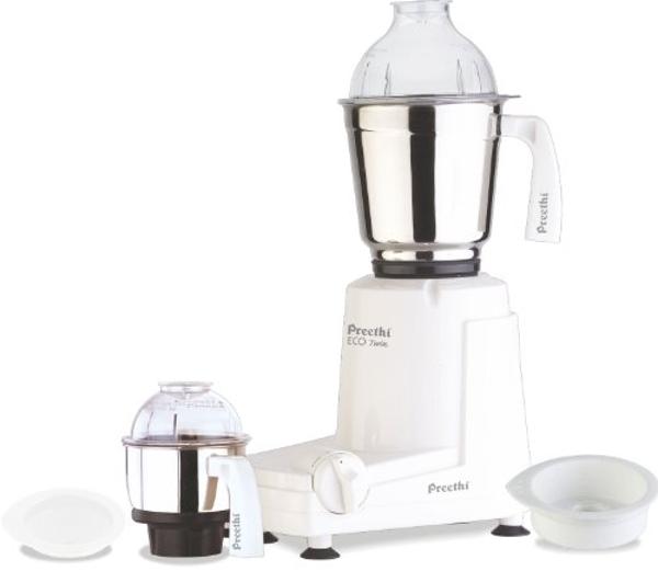 Preethi MG146 Eco Twin 2-Jar Mixer Grinder, Medium, White