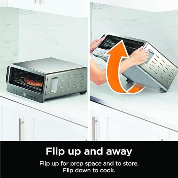 Ninja Flip Toaster Oven&Air Fryer, 8-in-1 Functionality, Flip Up&Away Capability for Storage Space, LargeCapacity, Air Fry Basket, SheetPan, Wire Rack&Removable Crumb Tray, Stainle