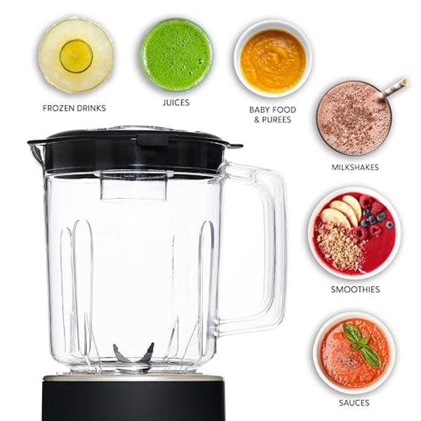 bella 10 Speed Countertop Blender, Juicer & Smoothie Maker, Fits-anywhere™ Kitchenware, Slim Flip & Store Design, Dishwasher Safe 48oz Capacity Pitcher & Lid, Stainless Steel Blade