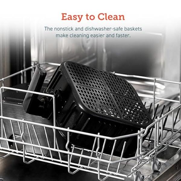 bella 8 Qt Digital Air Fryer with TurboCrisp Technology, Large Family Size Nonstick Cooking Basket and Crisping Tray, Multiple Preset Functions, Auto Shutoff, Black, 1750 Watt