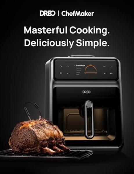 Dreo ChefMaker Combi Fryer, Cook like a pro with just the press of a button, Smart Air Fryer Cooker with Cook probe, Water Atomizer, 3 professional cooking modes, 6 QT