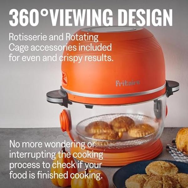 Non-Toxic Air Fryer - Glass AirFryer 5 Quart w/ 360 Visibility, Self-Cleaning, 400F Vortex Air Fryer for Even Cooking, BPA-Free Teflon Free, 6-in-1 Functions, Rotisserie, Roast, Ba