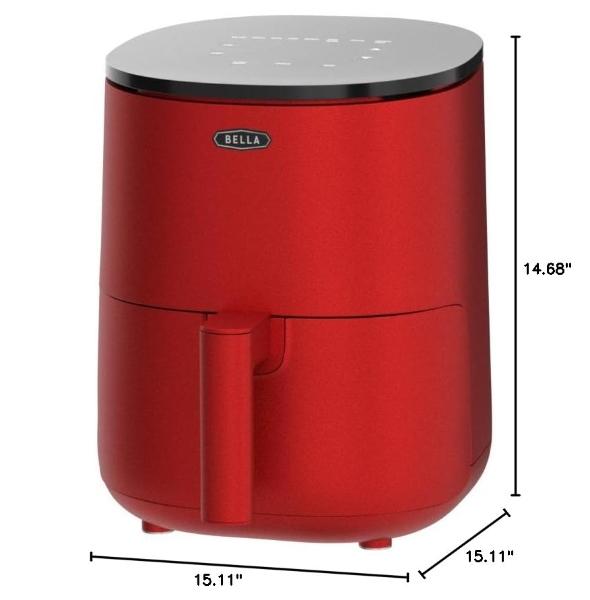 BELLA 2.9 Qt Touchscreen Air Fryer Oven and 5-in-1 Multicooker with Removable NonstickDishwasher Safe Crisping Tray and Basket, 1400 Watt Heating System, Matte Red