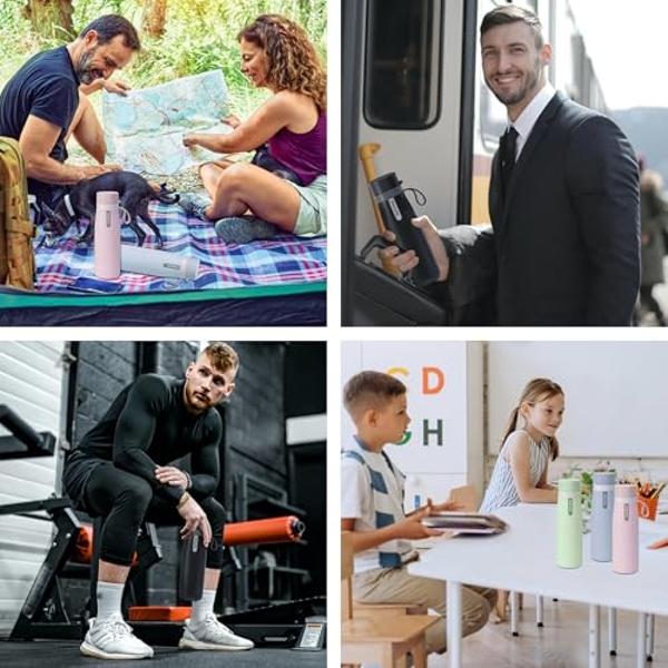 PHILIPS Water Bottle with Filter, Filter Water Bottle Stainless Steel with GoZero Everyday BPA-Free Tap Water Filter, Water Filter Bottle Keep Drink Cold 24 Hours, 1 Filter for 40 