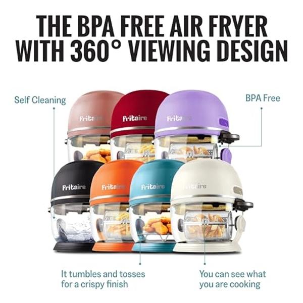 Non-Toxic Air Fryer - Glass AirFryer 5 Quart w/ 360 Visibility, Self-Cleaning, 400F Vortex Air Fryer for Even Cooking, BPA-Free Teflon Free, 6-in-1 Functions, Rotisserie, Roast, Ba