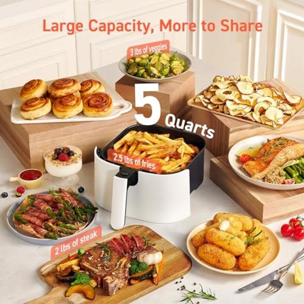 COSORI Air Fryer Pro LE 5-Qt Airfryer, With 20PCS paper liners, 10 Functions that Dry, Bake, Roast &Preheat, Shake Reminder, Up to 450℉, 85% Oil less, Compact, 130+ Recipes, Dishwa