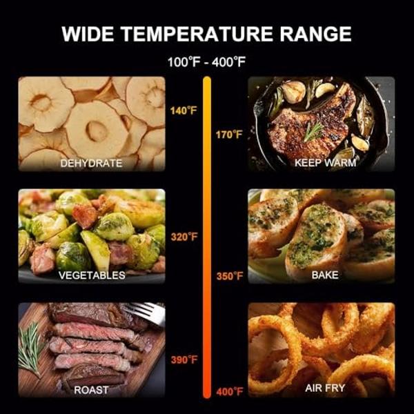 RAMJOY Air Fryer 6.8 Quarts, 10-in-1 Functions, Air Fry, Roast, Bake, Broil, Dehydrate, Large & Compact Air Fryers, Nonstick & Dishwasher-Safe Airfryer Basket, Stainless Steel Air 