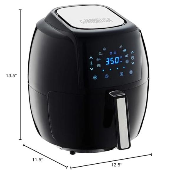 GoWISE USA 1700-Watt 5.8-QT 8-in-1 Digital Air Fryer with Recipe Book, Black