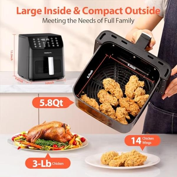 Midea Flexify French Door Toaster Oven Air Fryer Combo, 26.4 QT, Extra Large Air Fryer Countertop Oven 10-in-1 Combo, 25% Faster Cooking and 90% Less Oil, Stainless Steel