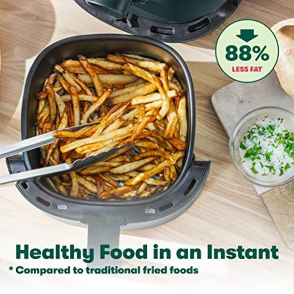 BELLA 3 Qt Manual Air Fryer Oven and 5-in-1 Multicooker with Removable Nonstick and Dishwasher Safe Crisping Tray and Basket, 1400 Watt Heating System, Matte Black