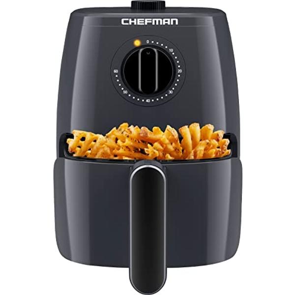 Chefman TurboFry 2-Quart Air Fryer, Dishwasher Safe Basket & Tray, Use Little to No Oil For Healthy Food, 60 Minute Timer, Fry Healthier Meals Fast, Heat And Power Indicator Light,