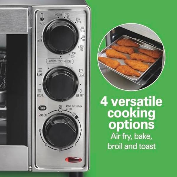 Hamilton Beach Sure-Crisp Air Fryer Toaster Oven Combo, Fits 9” Pizza, 4 Slice Capacity, Powerful Circulation, Auto Shutoff, Stainless Steel (31403)
