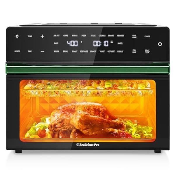 Beelicious Pro 32QT Extra Large Air Fryer, 19-In-1 Air Fryer Toaster Oven Combo with Rotisserie and Dehydrator, Digital Convection Oven Countertop Airfryer Fit 13" Pizza, 6 Accesso