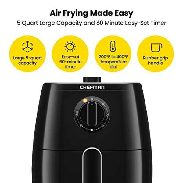 Air Fryer – 2.3-Quart Electric Fryer for Healthier Cooking – Compact Appliance with Nonstick Interior – Kitchen Gadgets by Classic Cuisine (Black)