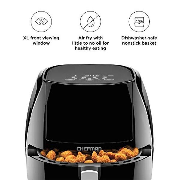 RAMJOY Air Fryer 6.8 Quarts, 10-in-1 Functions, Air Fry, Roast, Bake, Broil, Dehydrate, Large & Compact Air Fryers, Nonstick & Dishwasher-Safe Airfryer Basket, Stainless Steel Air 