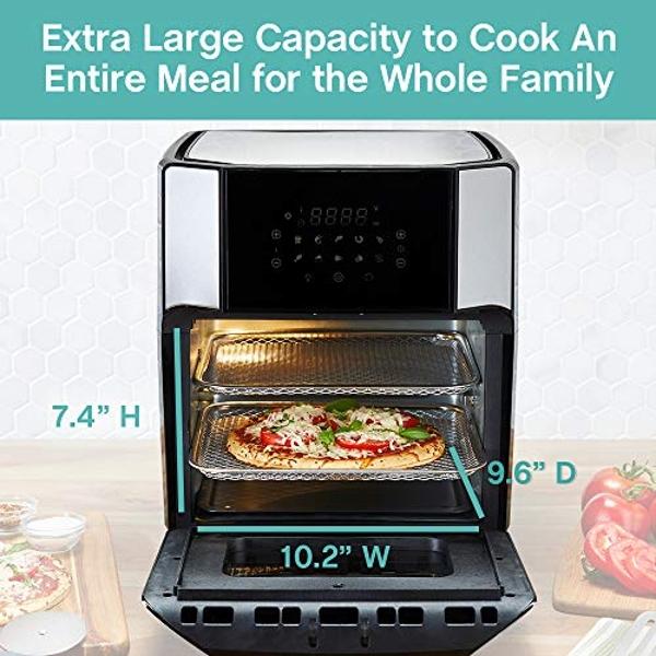 West Bend AFWB12BK13 Electric Air Fryer Oven, Countertop Air Fryer Rotisserie Combo with 10 Digital Quick Menu Presets, 1700 W, 12.6 Qt, Black