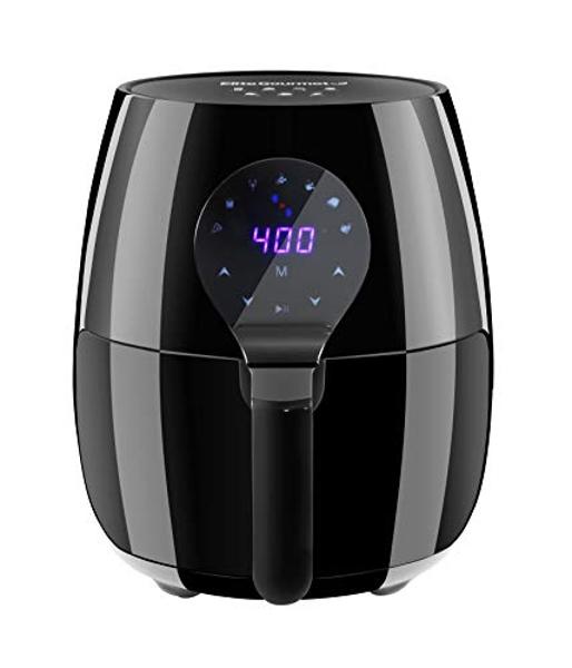 Elite Gourmet EAF-5317DX Digital 5.3Qt Hot Air Fryer 7 Menu Functions 1350W Oil-Less Healthy Cooker, Timer & Temperature Controls, PFOA/PTFE Free, Black