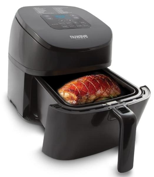 Nuwave 4.5-Qt Brio Air Fryer, 100 Pre-Programmed Recipes & 100 Memory Slots to Save & Recall Favorite Recipes, 100°F-400°F, Linear Thermal (Linear T) Technology for Perfect Results