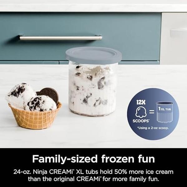 Ninja CREAMi Deluxe Ice Cream & Frozen Treat Maker for Ice Cream, Sorbet, Milkshakes, Frozen Yogurt, & More, 11-in-1, XL Capacity, Silver, Includes (2) Family-Sized 24 oz. Tubs, NC