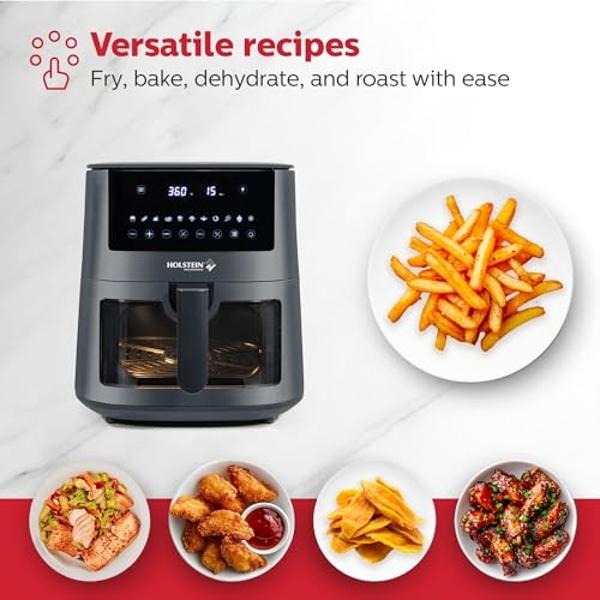 GoWISE USA 14.7-Quart Air Fryer Grill with Dual Heating Elements & Oven with Rotisserie, Dehydrator, Preheat and Broil Functions + 11 Accessories with 2 Recipe Books (Stainless Ste