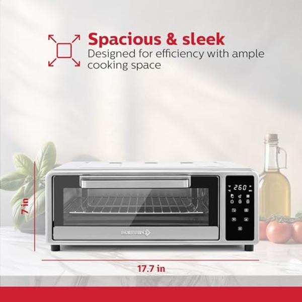 Holstein Housewares 12-Inch Pizza Air Fryer Oven – 600°F Countertop Convection Oven with Hot Air Technology for Baking, Frying & Roasting – Compact, Multi-Function, Energy-Efficien