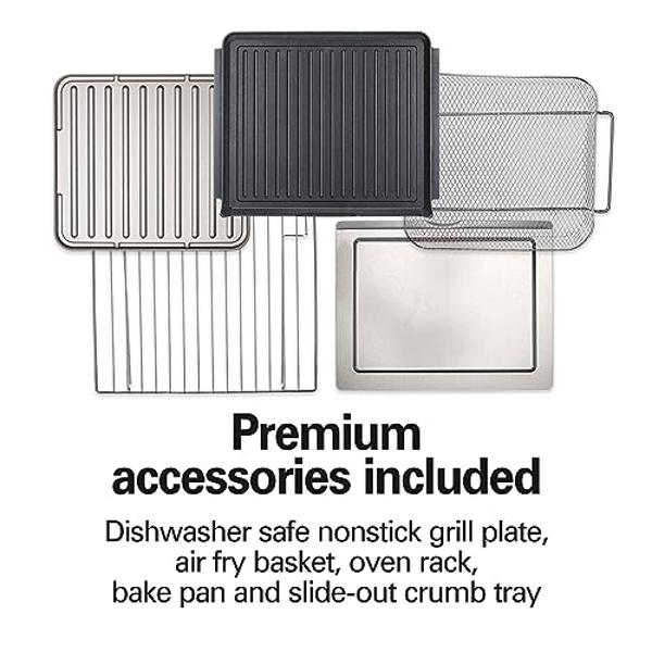 Hamilton Beach 6-in-1 Sure Crisp Air Fryer Toaster Oven Combo & Electric Indoor Grill, 450 F Searing Temp, Bake, Broil, Toast and Pizza Function, .88 cu. ft., 6 Slice Capacity, Sta