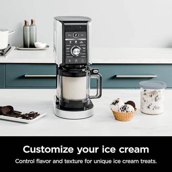 Ninja CREAMi Deluxe Ice Cream & Frozen Treat Maker for Ice Cream, Sorbet, Milkshakes, Frozen Yogurt, & More, 11-in-1, XL Capacity, Silver, Includes (2) Family-Sized 24 oz. Tubs, NC