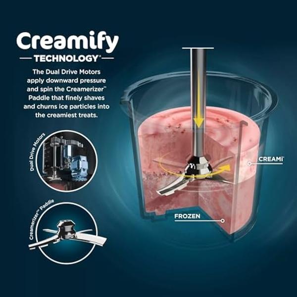 SharkNinja NC301 CREAMi 7-In-1 Ice Cream Maker with 7 Custom Frozen Treat Modes and Easy 3-Step Treat Preparation, Cloud Silver (Renewed)