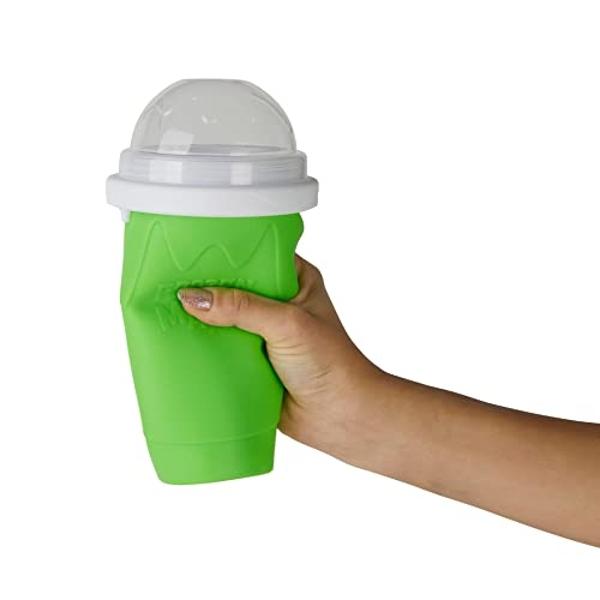 Slushy Maker Cup, Slushie Cup Maker, Milk Cola Juice Squeeze Cup, Magic Quick Freeze Cup, Cooling Cup, Smoothies Cup with Lids and Straws for All Age (pack 2 BLUE+GREEN)