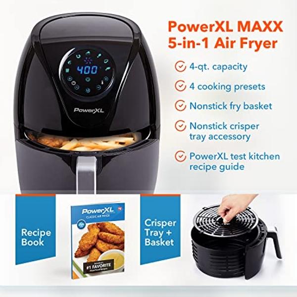 GoWISE USA GW44800-O Deluxe 12.7-Quarts 15-in-1 Electric Air Fryer Oven with Rotisserie and Dehydrator + 50 Recipes QT, Black/Silver