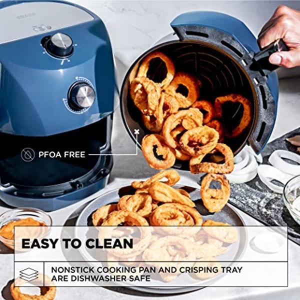 Crux 3.7QT Manual Air Fryer, Faster Pre-Heat, No-Oil Frying, Fast Healthy Evenly Cooked Meal Every Time, Dishwasher Safe Non Stick Pan and Crisping Tray for Easy Clean Up, Stainles