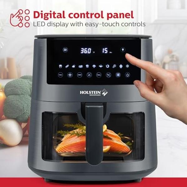 Dash DFAF600GBSS01 AirCrisp Pro Electric Air Fryer + Oven Cooker with Digital Display + 8 Presets, Temperature Control, Non Stick Fry Basket, Recipe Guide + Auto Shut Off Feature, 