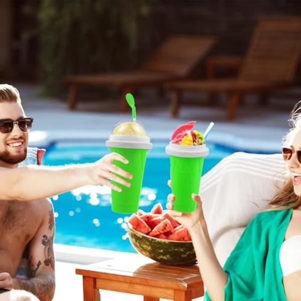 Slushie Maker Cup, DIY Magic Slushy Maker Squeeze Cups, Portable Smoothie Squeeze Cups for Juices, Milk and Ice Cream Make, Double Layer Squeeze Slushy Maker Cup, Birthday Gifts fo