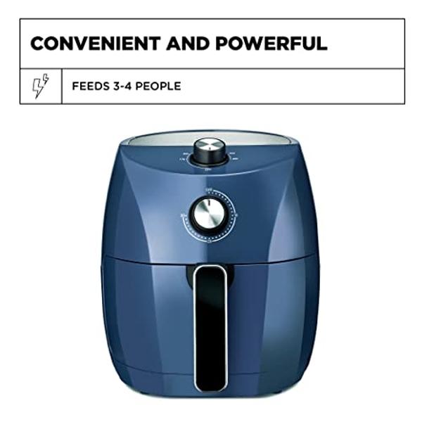 Crux 3.7QT Manual Air Fryer, Faster Pre-Heat, No-Oil Frying, Fast Healthy Evenly Cooked Meal Every Time, Dishwasher Safe Non Stick Pan and Crisping Tray for Easy Clean Up, Stainles