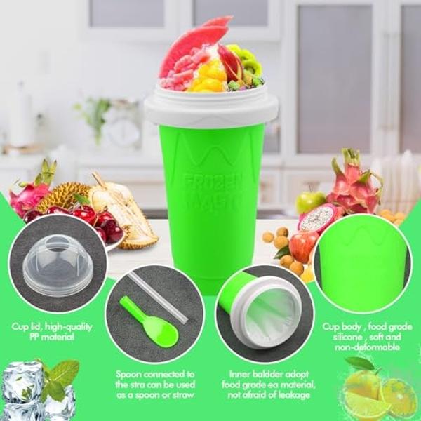 Slushie Maker Cup, Magic Quick Frozen Smoothies Cup for Homemade Milk Shake Ice Cream Maker, Cooling Cup, Double Layer Squeeze Slushy Maker Cup, Birthday Gifts for Friends,Family (