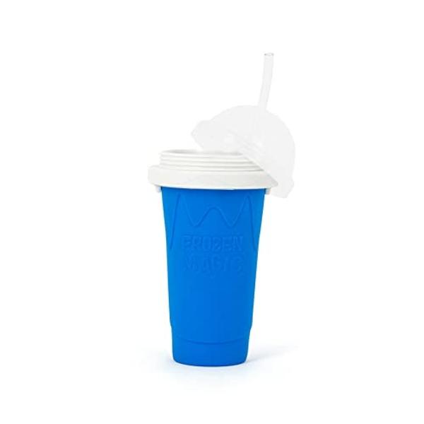Slushy Maker Cup, Slushie Cup Maker, Milk Cola Juice Squeeze Cup, Magic Quick Freeze Cup, Cooling Cup, Smoothies Cup with Lids and Straws for All Age (Blue)
