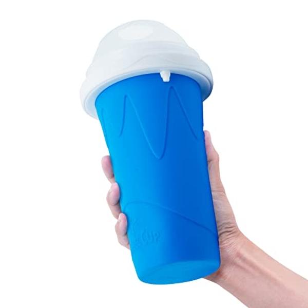 Slushy Maker Cup, Slushie Cup Maker, Milk Cola Juice Squeeze Cup, Magic Quick Freeze Cup, Cooling Cup, Smoothies Cup with Lids and Straws for All Age (BLUE+PINK)
