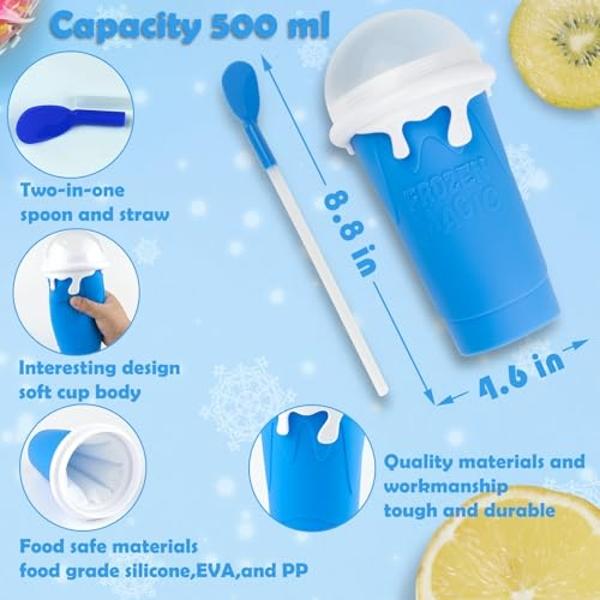 ROEDEER Large Slushie Cup 500ml,Frozen Magic Slushy Cup Maker,DIY Homemade Ice Cream,Milk Shake,Drinks Smoothie,Fruit Juice Slush Cup,Cool Stuff Gifts for Kids and Family - Blue