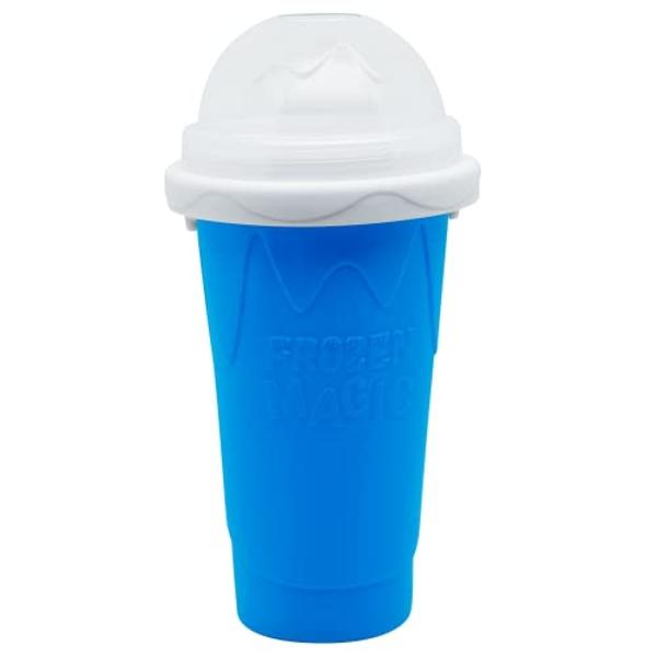 Slushy Maker Cup, Slushie Cup Maker, Milk Cola Juice Squeeze Cup, Magic Quick Freeze Cup, Cooling Cup, Smoothies Cup with Lids and Straws for All Age (Blue)