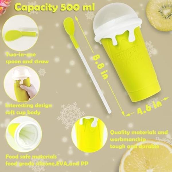 ROEDEER Large Slushie Cup 500ml,Frozen Magic Slushy Cup Maker,DIY Homemade Ice Cream,Milk Shake,Drinks Smoothie,Fruit Juice Slush Cup,Cool Stuff Gifts for Kids and Family - Yellow