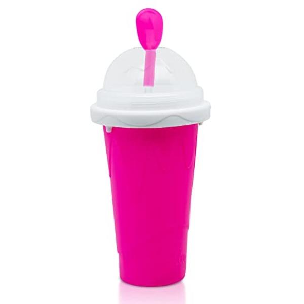 Slushy Maker Cup, Slushie Cup Maker, Milk Cola Juice Squeeze Cup, Magic Quick Freeze Cup, Cooling Cup, Smoothies Cup with Lids and Straws for All Age (BLUE+PINK)