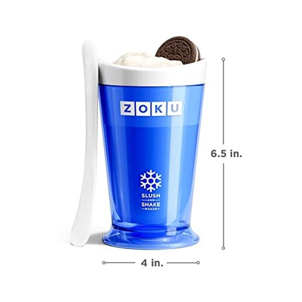 ZOKU Original Slush and Shake Maker, Slushy Cup 2 Pack for Quick Frozen Homemade Single-Serving Slushies, Fruit Smoothies, and Milkshakes in Minutes, BPA-free, Red/Blue Set of 2
