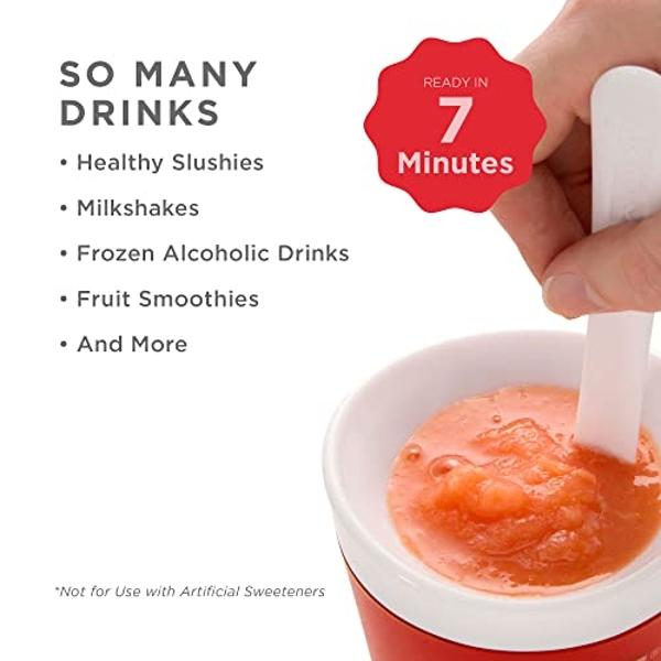 ZOKU Original Slush and Shake Maker, Slushy Cup 2 Pack for Quick Frozen Homemade Single-Serving Slushies, Fruit Smoothies, and Milkshakes in Minutes, BPA-free, Red/Blue Set of 2