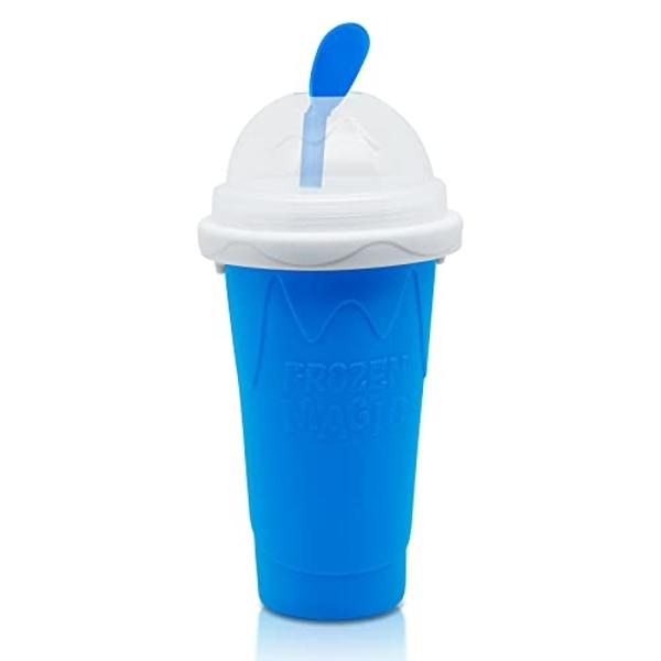 Slushy Maker Cup, Slushie Cup Maker, Milk Cola Juice Squeeze Cup, Magic Quick Freeze Cup, Cooling Cup, Smoothies Cup with Lids and Straws for All Age (BLUE+PINK)