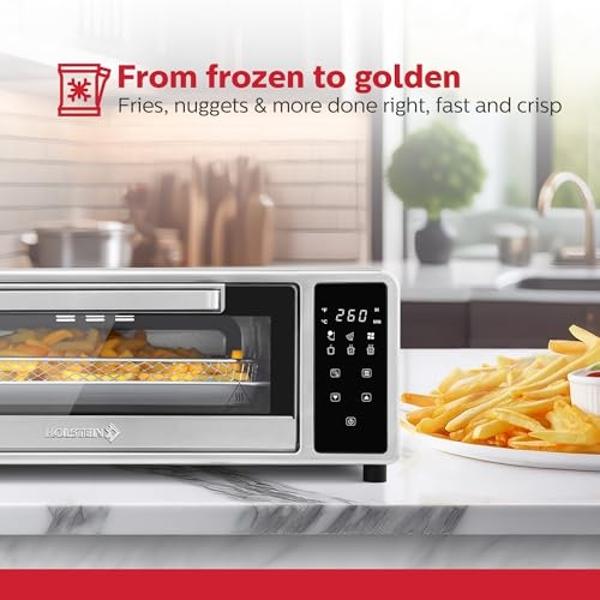 Holstein Housewares 12-Inch Pizza Air Fryer Oven – 600°F Countertop Convection Oven with Hot Air Technology for Baking, Frying & Roasting – Compact, Multi-Function, Energy-Efficien
